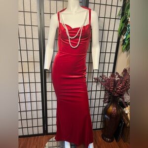 Solid Color Velvet Women's Backless Spaghetti Strap Dress M